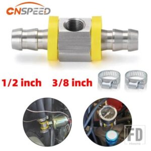 ステンレス 1/2インチ3/8インチ 燃料ライン圧力 T-フィッティングアダプター燃料圧力計センサー用有刺アイアン線プッシュロックアダプター