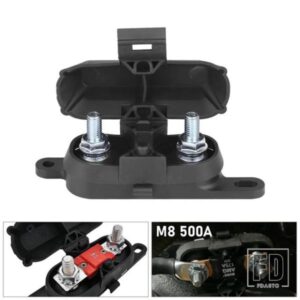 BUSSMANN HMEG ヒューズブロック/ホルダー ブラックカバー付きRV ハイト AMG ヒューズ 500A 8 AWG に 1/0 AWG ボルトオンオートヒューズ