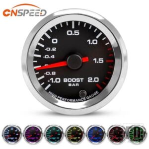 2 ''52mm 12V ターボブーストゲージ-1-2 バー 7 色ポインター ABS ガラスブーストゲージステッピングモーター付き