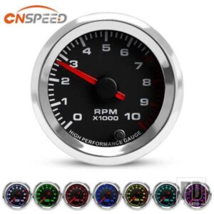新 2 ''52mmタコメーター 0-10000 RPM ゲージ DC 10-15V 12V 7 色ポインター RPM メーターステッピングモーター RV 自動車用