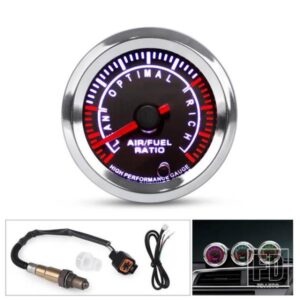 汎用 車 2 ''52mm 12V 空燃比ゲージ 7 色表示狭帯域空燃比 AFR メーターセンサー付き