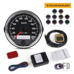 220KM/H GPS スピードメーターワインダーカウンター 12V 24V 85mmスピードゲージメーター LED と GPS アンテナ付き自動車トラックボート用