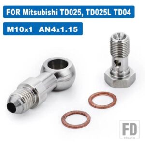 三菱 M10X1.0 に 4AN ターボオイルフィード 1.5mmリストリクターレーシングバンジョーボルトキット TD025 TD025L