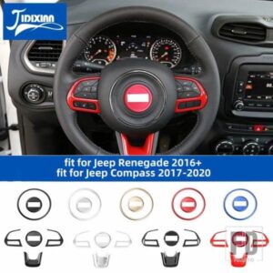 ジープ ステアリングホイールパネル装飾カバーレネゲード 2015 コンパス 2017-2020 インテリアアクセサリー