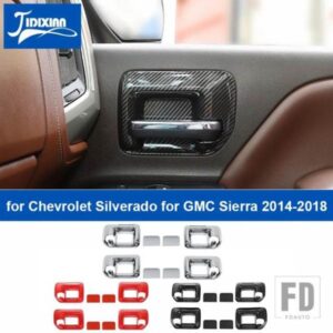 シボレー インテリアドアハンドル装飾カバーステッカーシルバラード GMC シエラ 2014-2018 カーアクセサリー