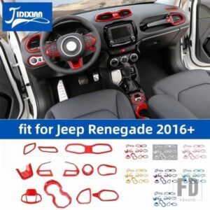ジープ 12個 カーセンターコンソールダッシュボード室内装飾スイートキットカバーレネゲード 2016 2017 2018 アップアクセサリー