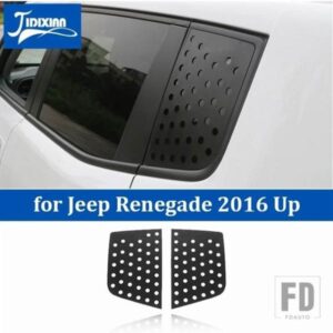 ジープ リア窓ガラス三角プレート装飾カバートリムレネゲード 2016-19 アップカーアクセサリー