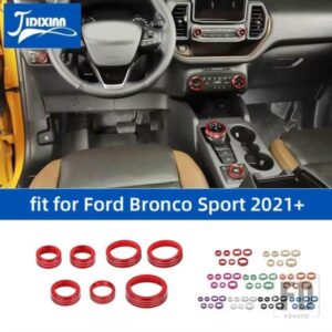 フォード ブロンコスポーツ 2021-24 カーエアコンオーディオ 4WD ヘッドライトギアスイッチノブ装飾リング