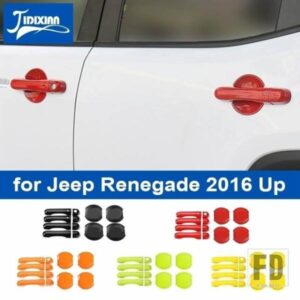 ジープ ABS サイドドアボウルハンドル装飾カバーステッカー レネゲード 2016-23 アップ用