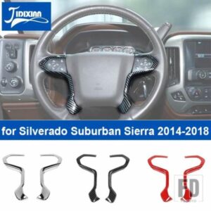 シボレー 車内ステアリングホイール装飾カバーシルバラードサバーバン GMC シエラ 2014-18