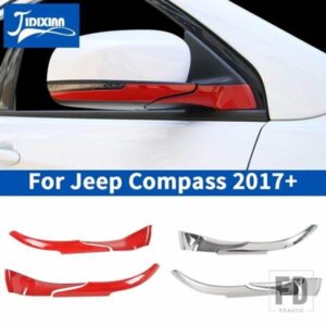 ジープ ABS 車内リアビューサイドバックミラーベース装飾トリムカバー コンパス 2017-21 以降