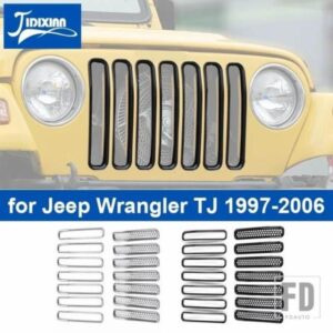 ジープ 車グリルメッシュフロント挿入グリル装飾カバートリムラングラー TJ 1997-2006 車外装アクセサリー