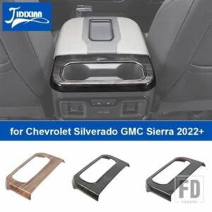 シボレー アームレストボックスリアカップホルダー装飾パネルカバーシルバラード GMC シエラ 2022 2023 2024 アップ