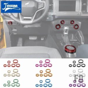 フォード 6個 カーエアコンオーディオ 4WD ヘッドライトスイッチノブ装飾リングブロンコ 2021-23 アクセサリー