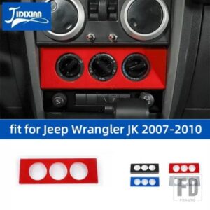 ジープ カーエアコンスイッチノブ装飾フレームカバーラングラー JK 2007 2008 2009 2010 インテリアアクセサリー