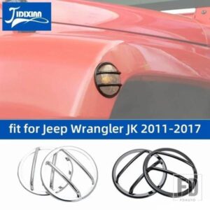 ジープ ホイール眉ウィンカーライトランプ装飾カバーラングラー JK 2007-2017 ランプフード外装アクセサリー