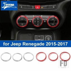 ジープ 車内空調スイッチ調整ノブ装飾カバーリングアクセサリーレネゲード 2015 2016 2017