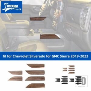 シボレー シルバラード GMC シエラ 2019-22 ドアインテリア収納ボックスカップホルダーサイドパネル装飾カバー