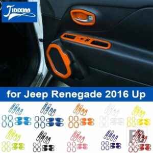 ジープ ドアハンドルボウルスピーカーウィンドウリフトスイッチ装飾カバーアクセサリーレネゲード 2016-19 アップ