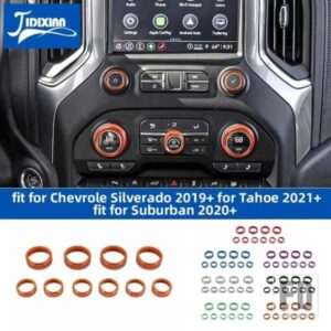 シボレー JIDIXIN 郊外用タホ用シルバラード 2019-24 アップカーセンターコンソールノブ装飾リング