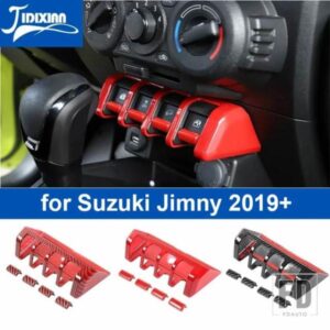 スズキ 5個 インテリアウィンドウリフトスイッチボタンパネル装飾カバー ジムニー 2019-24 アップ