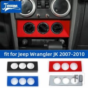 ジープ カーエアコンスイッチノブ装飾フレームカバーラングラー JK 2007 2008 2009 2010 インテリアアクセサリー
