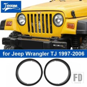 ジープ ABS フロントヘッドライトライトランプ装飾リングカバーラングラー TJ 1997-2006 外装アクセサリースタイリング