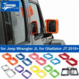ジープ バックミラー雨アイブロウ装飾フレームカバーラングラー JL グラディエーター JT 2018-24 アップ