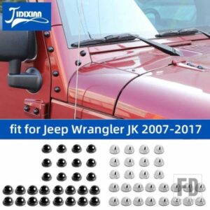 ジープ 車外装ドアヒンジネジ A ピラーフードエンジンエアインレットネジ装飾カバーラングラー JK 2007-2017