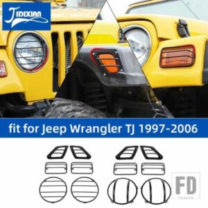 ジープ 車外装ホイールアイブロウウィンカーヘッドライトライトランプ装飾カバーラングラー TJ 1997-2006