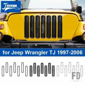 ジープ 車グリルメッシュフロントインサートレーシンググリル装飾カバーラングラー TJ 1997-2006 車外装アクセサリー