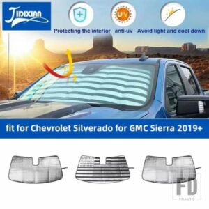 シボレー シルバラード GMC シエラ 2019 アップフロントガラスバイザーサンシェードカバー抗 UV サンプロテクターカバー