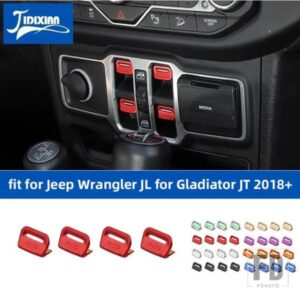 ジープ アルミ車窓コントロールボタン装飾カバー ラングラー JL グラディエーター JT 2018-23 アップ用