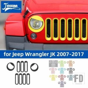 ジープ ラングラー JK 2007-17 グリルメッシュヘッドライトライトランプ装飾カバー