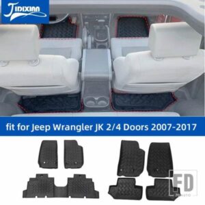 ジープ ゴム車ノンスリップフロント後列フットマットパッドライナーカーペットラングラー JK 2007-2017 フロアマットアクセサリー