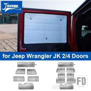 ジープ フロントリアウィンドウフロントガラスサンシェードシェードカバー断熱パッドラングラー JK 2/4 ドア 2007 2008 2009-2017