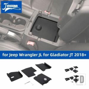ジープ アームレスト安全収納ボックスキーコンビネーションロックラングラー JL グラディエーター JT 2018-24 アップ