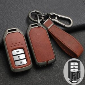 ホンダ 合金 + レザーキーケースカバー アコード EX EXL シビック CRV ジャズジェイドフィットシティオデッセイ XR-V HRV パイロットフリードヴ
