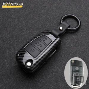 アウディ カーボンシリコンフリップキーカバーケースシェル A1 A3 A4 A6 TT オールロード Q3 Q7 R8 S6 SQ5 RS4 2018 キーホルダー