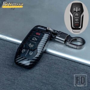 フォード カーボン ABS キーケース FOB カバーフュージョンモンデオマスタング F-150 エクスプローラーエッジ 2015-18 カーアクセサリー