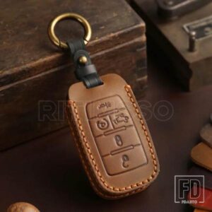 手作り革リモートキーカバーケースプロテクターダッジラム 1500 レブル 2500 3500 5500 2019 2020 ホルダーカーアクセサリー