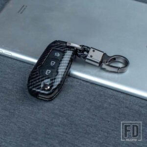 フォード カーボン ABS キーケースカバーフュージョンフィエスタエスコートモンデオエベレストレンジャー 2 3ボタン折りたたみキーシェルバッグ