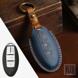 日産 本革キーケース クエスト MPV エルグランド NV200 エヴァリアセレナ 4ボタン リモート FOB スキンバッグキーホルダーキーカバー