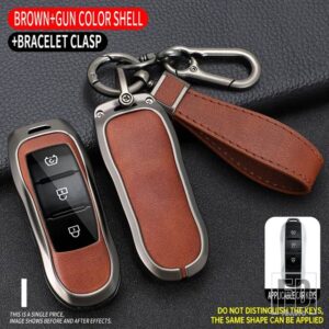 キーケース FOB カバーキーホルダーアクセサリードンファン風光 DFSK 栄光 580 FENGON IX5 IX7 SERES SF5 2021 2022 キーホルダー - Silver Brown2