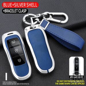 キーケース FOB カバーキーホルダーアクセサリードンファン風光 DFSK 栄光 580 FENGON IX5 IX7 SERES SF5 2021 2022 キーホルダー - Silver Blue
