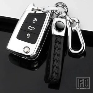 VW 合金フリップキーケースカバーシェル ゴルフ 7 MK7 ティグアン MK2 シート ATECA LEON FR 2 イビサシュコダオクタヴィアキーレス - Silver