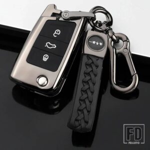 VW 合金フリップキーケースカバーシェル ゴルフ 7 MK7 ティグアン MK2 シート ATECA LEON FR 2 イビサシュコダオクタヴィアキーレス - grey