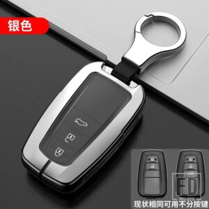 トヨタ ファッション合金車リモートキーケースカバーシェルフォブ カローラプリウスカムリ CHR C-HR RAV4 アルティスランドクルーザープラドキ - Silver Set
