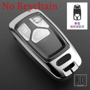 アウディ 合金 + TPU 車リモートキーカバーケースシェル A4 B9 A5 A6L A6 S4 S5 S7 8W Q7 4M Q5 TT TTS RS クーペスタイリングアクセサリー - silver-shell