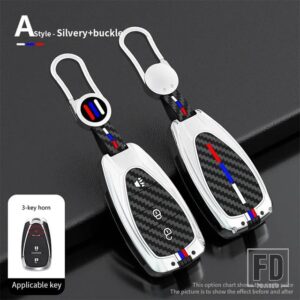 シボレー 合金 + シリカゲルキーカバーケースマリブスプリング分クルーズカマロ 2016-19 カーアクセサリー - 3 Btns Silver(Horn)